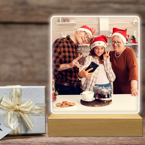 Stileitaliano lampada con foto personalizzata idea regalo nonni compleanno led multicolore regali nonno nonna festa dei nonni nipote nipoti (Solo Foto)