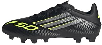 adidas Unisex F50 Club Firm Ground/Multi Ground Football Boots, Core Black/Iron Metallic/Lucid Lemon, 5.5 UK