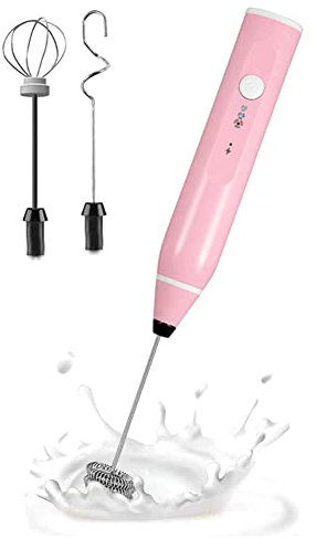Sunmeit Mini Montalatte Elettrico Portatile Frullatore Elettrico per Montalatte Cappuccino Rosa