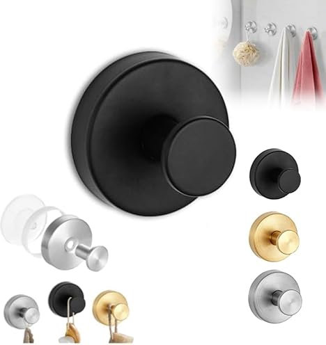 Générique Crochets De Ventouse Pour Les Couronnes Sur Le Verre - Ventouse Pour Salle De Bain - Extra Solides - Crochets Pour Serviettes Et Peignoirs (Noir, 1 PIÈCES)