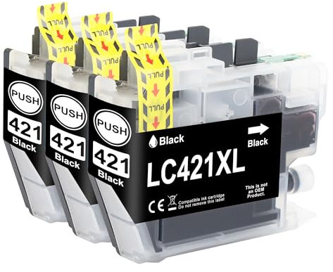 Jhaan LC421XL Druckerpatronen Kompatibel für Brother LC421 patronen mit Brother DCP-J1050DW DCP-J1800DW MFC-J1010DW DCP-J1140DW Drucker(LC421 Schwarz,3er-Pack)