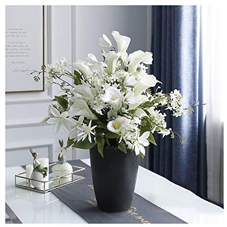 QTYQWC Künstliche Blume im Topf, künstliche Blumen-Tischdekoration, fühlt Sich echt an, künstliche Blumendekoration, künstliche Calla-Lilien-Mischung, Blumenarrangement, Bonsai für