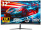 Gawfolk 32 Zoll Curved Gaming Monitor QHD180Hz, 165Hz PC Bildschirm, Rahmenloses 1800R Gebogenes Computer Bildschirm unterstützt VESA