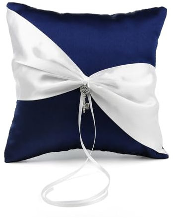 SynapSYA Ring Kissen FüR Hochzeit Blaues Ringkissen for die Hochzeit mit Vintage-Charme, Ringhalter for die Zeremonie FüR RingträGer(A)