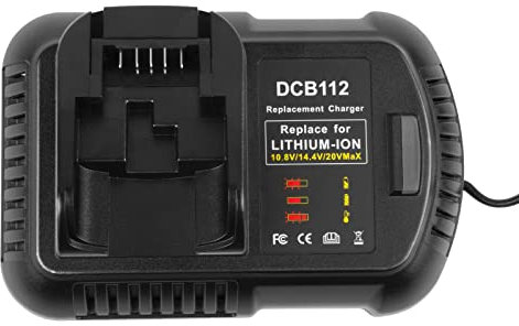 KEATFE Chargeur de batterie pour DeWalt 10,8 V 12 V - 18 V 20 V batterie, 2,0 A Chargeur rapide pour DeWalt DCB115 DCB204 DCB205 DCB206 DCB201 DCB120 DCB127