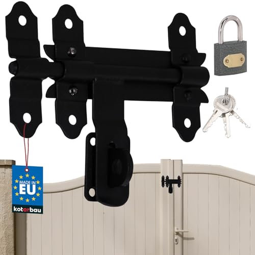 KOTARBAU® Pestillo de puerta con candado, 150 mm, acero pulverizado, cerrojo para puerta de jardín, cerradura de cerradura, cerradura de pestillo, bisagras de puerta, pestillo corredizo