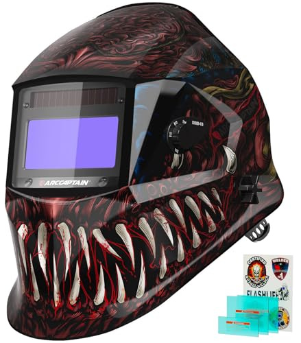 ARCCAPTAIN Schweißhelm Automatik, 1/1/1/1 Optikklasse, 1/25000s | Wahre Farbe Solarbetriebene Schweißmaske, 4 Lichtbogensensoren, Batterie Austauschbar, Schatten 4/9-13 für TIG WIG MMA