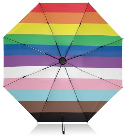 Kompakter Regenschirm, Regenschirm für Regen und Wind, Automatisches Öffnen/Schließen, Kompakte Größe für Damen Rucksäcke/Handtaschen, Lgbtq Flaggenrechte Pride