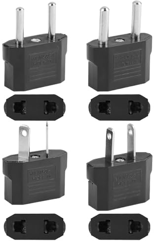 Vidacharmy 4 Stück Reiseadapter,EU Adapter, USA Stecker,Reisestecker,Deutschland auf US-Steckeradapter,Europa/US/China/Japan/Kanada/Mexiko/EU-Ländern Universaladapter