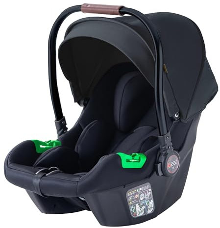 Daliya® NEOMOVE i-Size Babyschale 0–13 kg (40–87 cm) – 5-Punkt-Gurt, verstellbare Kopfstütze, für NEOMOVE Kinderwagen, Neugeboreneneinlage, Tragegriff, Baby Autositz, Kindersitz (Schwarz-Schwarz)