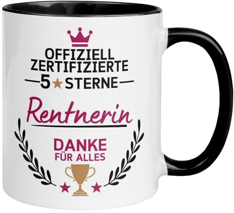 Momentals Rente Geschenk Renteneintritt Frau | Offiziell zertifizierte 5-Sterne Rentnerin – Danke für alles | Rentenbeginn Ruhestand