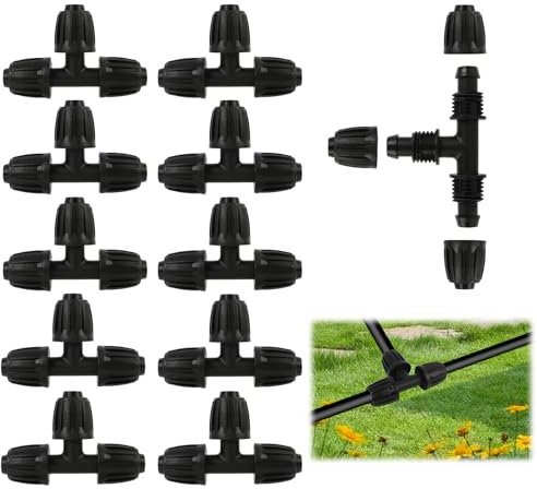 10 Pièces Connecteurs en T pour Tuyau d'Arrosage 16mm, Connecteur de Tuyau en t, Adaptateurs 3 Voies en Plastique Robuste, Accessoires d'Irrigation pour Jardin, Agriculture et Serre (T Connecteur)