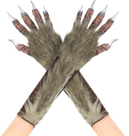 XGOPTS Werwolf Handschuhe Lange Werwölfe Handschuhe Halloween Claws Tierhandschuhe Halloween Wolf Kostüm Zubehör für Karneval Cosplay Rollenspiel