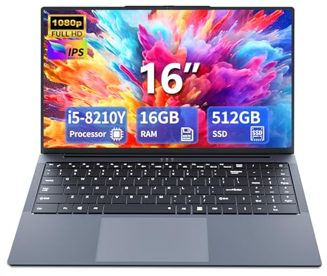 Computer portatile da gioco i5, laptop da 16 pollici, computer portatile fino a 3,60 GHz, computer portatili tradizionali per 16 GB di RAM 512 GB SSD, Business Lap top Full HD 1920 x 1200 Display 180