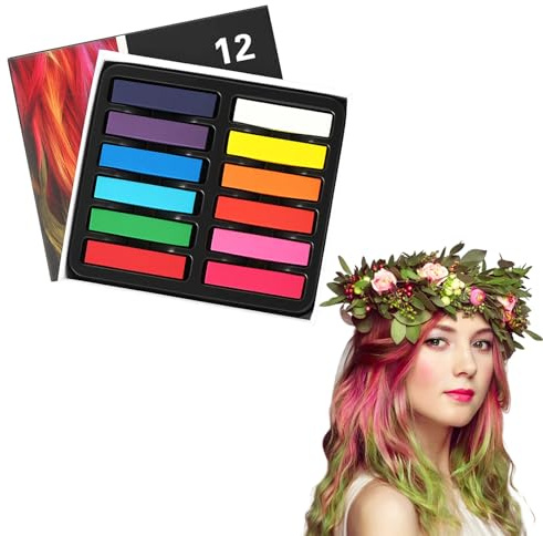 Temporäre Haarfarbe Haarkreide 12 Farben Kurze, Wasserlöslich Einfache Anwendung, Für Partys Schulaktivitäten Kreatives Hairstyling