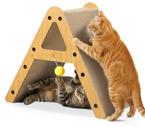 Gimars Kratzbrett für Katzen, A-Form Kratzpappe für Katzen, stabiles Kratzmöbel für kleine und mittelgroße Katzen, vertikal & horizontal nutzbar, 10 kg belastbar