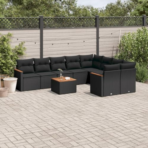 Qnhdfrt Black PE Rattan Modular Outdoor Sofa Set with Cushions