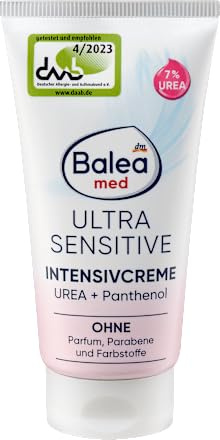 Balea med Ultra Sensitive Intensivcreme – Gesichtscreme mit 7% Urea & Panthenol – für sehr empfindliche & trockene Haut – parfümfrei – Mikrobiom Balance – 50 ml