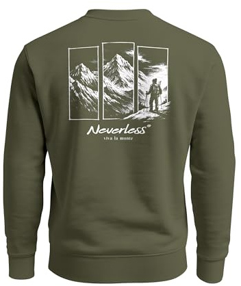 Neverless® Sweatshirt Herren Pullover Outdoor Berge Backprint Nature Grafik Fashion Streetwear Männer