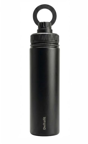 Deltafit 700ml Magnetic Water Bottle with Phone Holder – Tripod Compatible with MagSafe – Vacuum Insulated Stainless Steel Flask with Chug Lid & Wide Mouth – Leakproof Gym Bottle (Black)