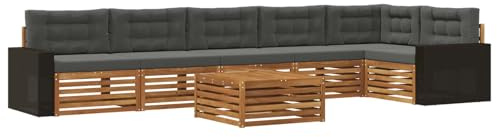 vidaXL Outdoor-Sofagarnitur 7 pcs Natur und Anthrazit 79 x 79 x 37 cm, Lounge-Sofa für die Terrasse, modernes, wetterfestes Gartenmöbel-Set für Bequeme Sitzgelegenheiten