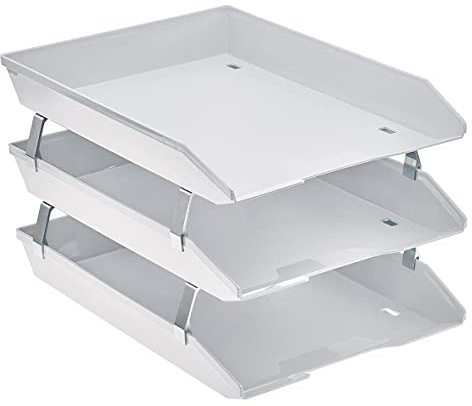 Acrimet Facility 3 Tier Letter Tray, Front Load, Letter Size/A4, Desktop File Organizer, Plastic (White Color)