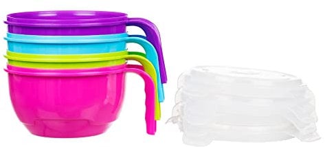 Invero® 4x Pack of Microwavable Food Bowl 940ml with Airtight Lid and Handle Ideal for Kitchen, Lunch, Travels and more