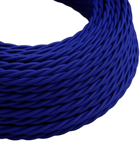 10Meters 2 Core Twisted Electrical Wire Vintage Cable Fabric Wire Braided 0.75mm Flex Cord for Lamp Electrical Cable for DIY Lamps Industrial Pendant Lights Lighting Appliances (Dark Blue)