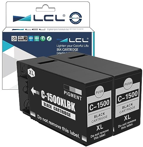 LCL 1500XL PGI-1500XL Schwarz Tintenpatronen kompatibel für Canon 1500 1500XL PGI-1500XL kompatibel für Canon MAXIFY MB2050 MB2150 MB2155 MB2350 MB2750 MB2755 Maxify MB2300 MB2000 (2er-Pack)