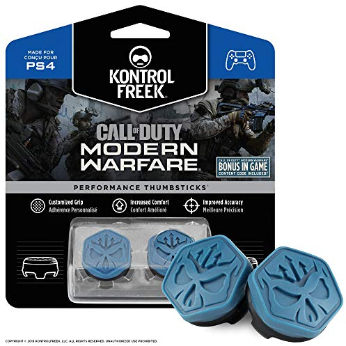 KontrolFreek Call of Duty Modern Warfare Joysticks Performance pour Manette PlayStation 4 (PS4) | 2 Mid-Rise, Convex | Blue/Black