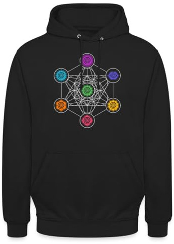 Spreadshirt Energiezentren Metatron Würfel 7 Chakren Unisex Hoodie