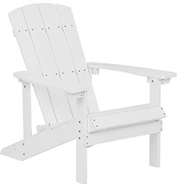 Beliani Moderner Muskoka Gartenstuhl in Weiß mit Breiten Armlehnen Adirondack
