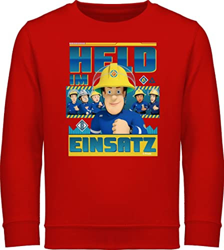 Sweatshirt Kinder Pullover für Jungen Mädchen - Feuerwehrmann Sam - Held im Einsatz - 116 (5/6 Jahre) - Rot - feuwehrman fun-sweatshirts fwuerwehrmann kinder-pullover der hoodies feuetwehrmann