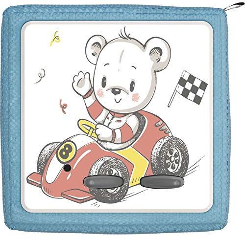 TheSmartGuard Schutzfolie passend für die Toniebox | Folie Sticker | Teddiebär fährt Rennauto