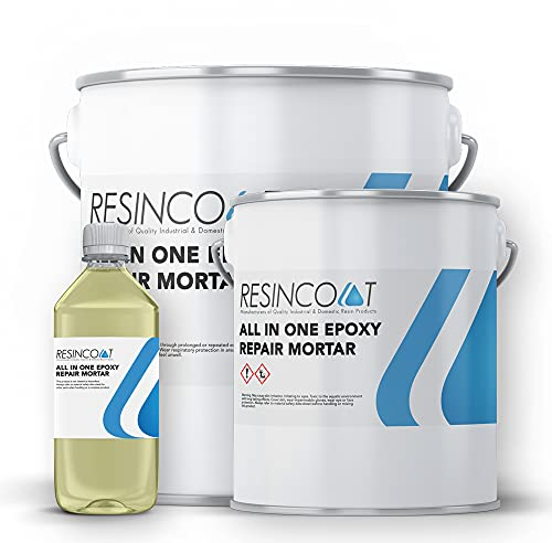 Resincoat All-in-One Concrete Repair - 3-Part Epoxy Mortar Mix, Heavy-Duty Surface Filling, Pothole Repair, Rapid Cold-Curing Epoxy, 5kg, Light Grey