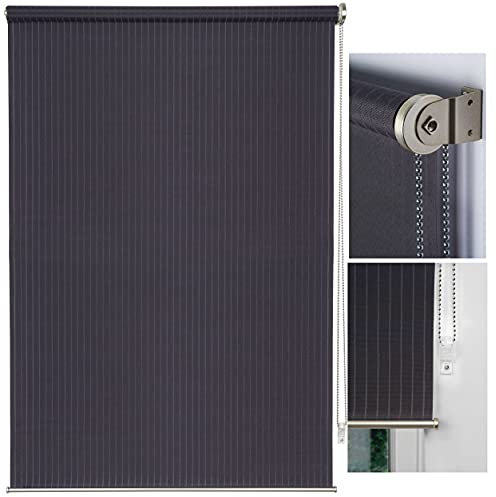 metablo Tageslicht-Rollo zum Bohren an Wand oder Decke Sichtschutzrollo Sonnenschutz Seitenzugrollo für Fenster oder Tür inklusive Beschwerer Blickdicht Grau 120x160 cm