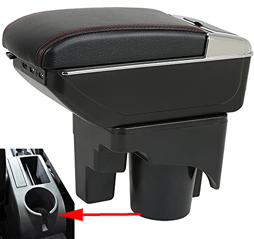 Mit 7 USB Auto-Zentralkonsole Armlehnenbox Kompatibel mit Volkswagen Golf Mk5 (1K) VW Rabbit 2003–2009/Golf Mk6 (5K) 2010–2014/ Jetta Mk5 Vento Golf Wagon 2006–2011 (NICHT Kompatibel mit Golf Plus)