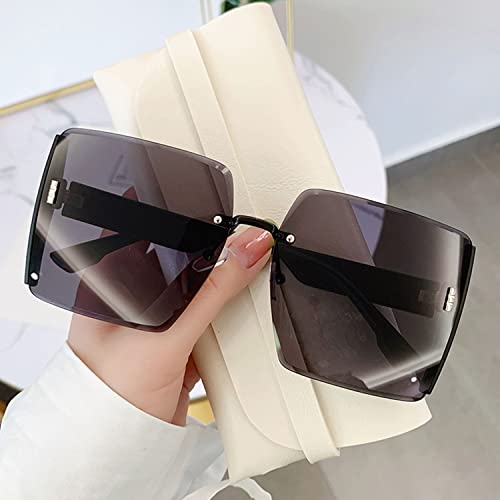 Tseonmis Damen-Sonnenbrille mit Farbverlauf, quadratische übergroße Sonnenbrille, Sonnenschutz-Strand-Sonnenbrille, beliebte Brille mit großem Rahmen (Style-A)