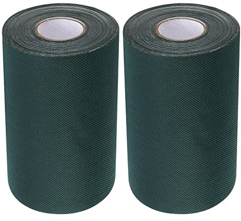 MUKLEI Lot de 2 Rouleaux de Ruban adhésif pour Gazon Artificiel - 15 cm x 10 m - Ruban à Coudre pour Gazon Artificiel- pour connecter ou Fixer Un Tapis de Gazon - Vert foncé
