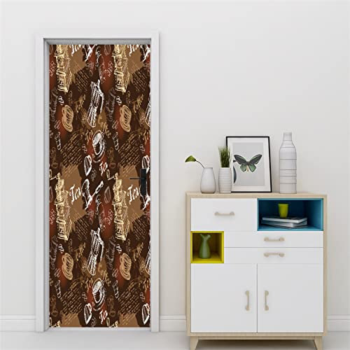 Türtapete selbstklebend Braun&Kaffee Türaufkleber Türfolie Türposter B100 x H200cm