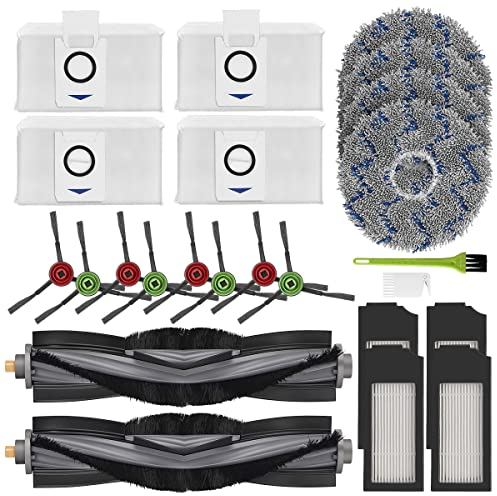 DrRobor Accessoires pour ECOVACS DEEBOT X1 Omni, 2 Brosse Principale, 4 Filtres, 4 Sacs, 4 Serpillere et 4 Brosse Latérale de Rechange pour Ecovacs Deebot X1e Omni