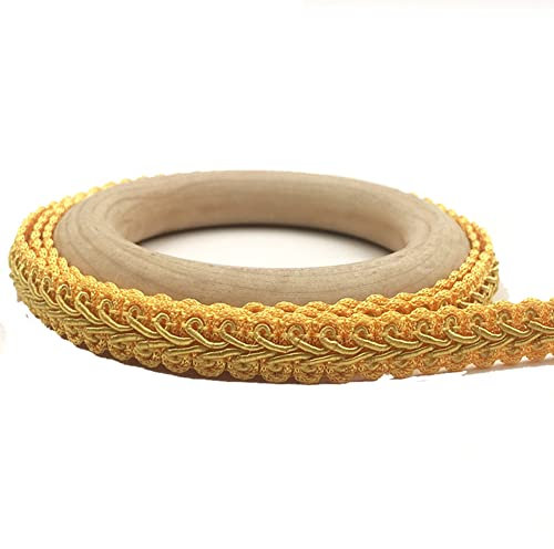 Yurosiay 25m×1.2cm Posamentenborte Bunt Handgemachte Geflochtene Borten Vintage Gewebte Drehkordel Borte Geflochtenes Spitzenband Geflochtene Bordüre Stoffborte zum Nähen Bsteln Gold