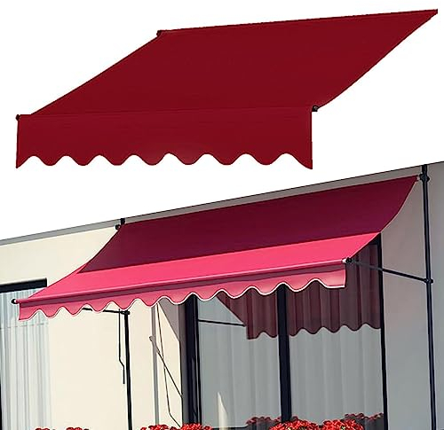 TRUNXUCL Ersatz Markisenstoff, Einziehbares Terrassenmarkisen Ersatzstofftuch, Wasserdichtes Canvas Sonnenschutztuch, für Fenster, Balkon, Hof (Color : Red, Size : 2M/78.7IN)