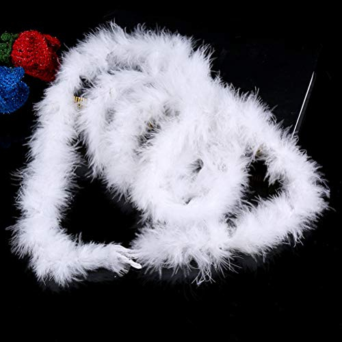 UIYIHIF 2 M Weißer Federboa-Streifen, Federgirlande, Flauschige Federboa Zum Basteln, Hochzeit, Party, Weihnachtsbaumdekoration(Weiss)