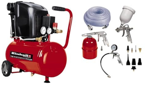 Einhell Compresseur TC-AC 190/24/8 (1500 W, Puissance d'aspiration 165 l/mn, Pression maximale 8 bar, Débit d'air 0, 4, 7 bar : 110 l/m, 75 l/m, 55 l/m, Capacité de la cuve: 24 L)