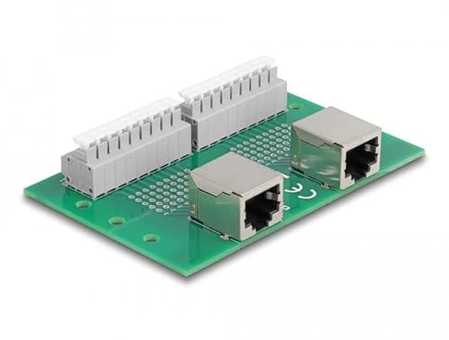 DeLOCK RJ45 2 x Buchse auf 2 x Klemmenblock mit Druckknopf für DIN-Schiene Marke