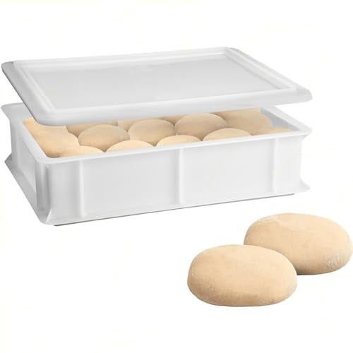 Sicignano | Vaschetta Cassetta Service per Impasti 40×30x10h cm con Coperchio con Fondo e Pareti Chiuse, Capacità 10 litri, Impilabile, Bianco, Polietilene Alimentare Lavabile in Lavastoviglie