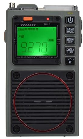 DollaTek FM VHF AM SW WB Bandradio Tragbares Kurzwellenradio, unterstützt App, intelligente Fernbedienung, Bass, Stereo, SOS-Alarm