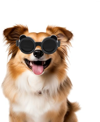 Enjoying Hundebrille Klein, UV-Schutz Chihuahua Sonnenbrille Extra Klein, Welpenbrillen für Fahren, Winddichte staubdichte Anti-Nebel, verstellbare, schwarz