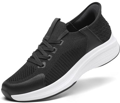 LUPWEE Zapatos sin Cordones para Mujer, Zapatos de Caminar Ligeros con Ajuste de Arco sin Manos, Zapatillas de Tenis para Correr y Hacer Ejercicio,Negro 39
